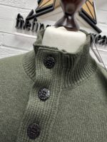 STONE ISLAND 540A3 Lambswool Half Zip Sweater with Buttons in Green - XL / P2P 23” - Image 6