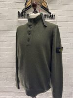 STONE ISLAND 540A3 Lambswool Half Zip Sweater with Buttons in Green - XL / P2P 23” - Image 7