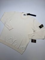 Stone Island 510C4 Crewneck knit in pure light wool. Stockinette stitch in cream - XXL     / P2P 25”