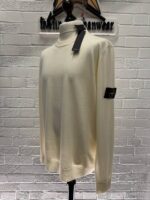 Stone Island 510C4 Crewneck knit in pure light wool. Stockinette stitch in cream - XXL     / P2P 25” - Image 5