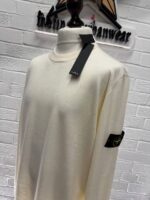 Stone Island 510C4 Crewneck knit in pure light wool. Stockinette stitch in cream - XXL     / P2P 25” - Image 6