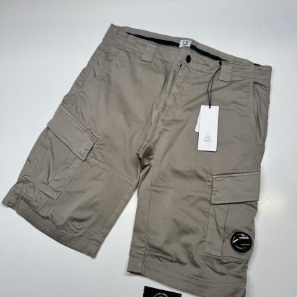 SS25 CP Company Stretch Sateen Cargo Shorts in Stone -Size 54 / XXL / w38”
