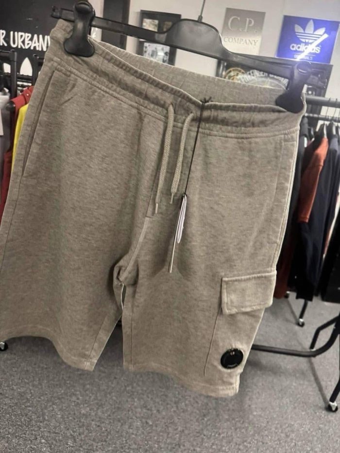 SS25 - CP Company Light Fleece Cargo Lens Shorts - Grey - Image 1