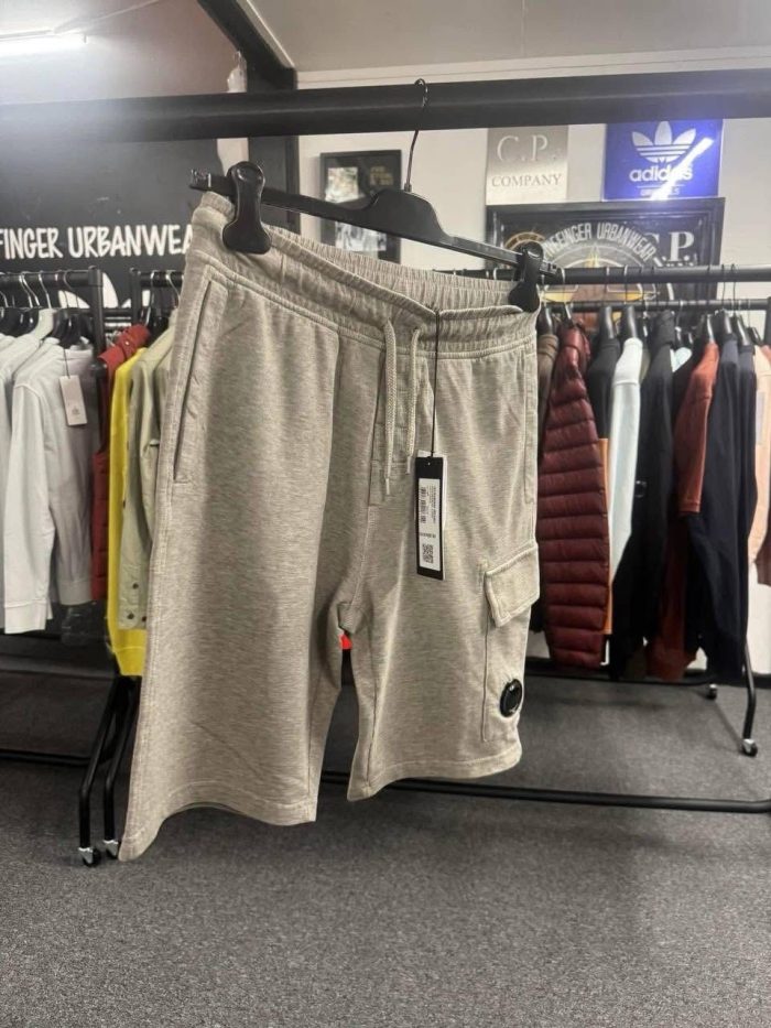 SS25 - CP Company Light Fleece Cargo Lens Shorts - Grey - Image 3