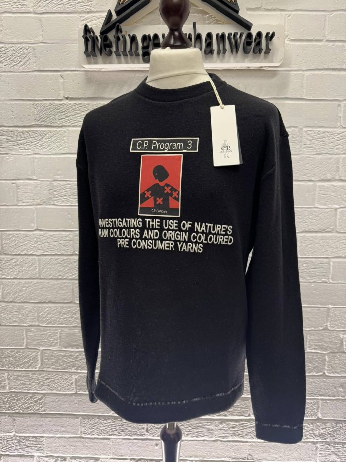 CP Company 361A Recycled Jersey Crew Sweatshirt in Black - Image 3