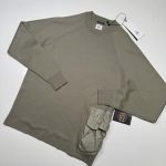 Cp Company Metropolis 020A cotton double crew neck sweatshirt  in silver sage .