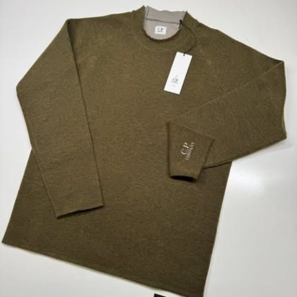 CP COMPANY 327A COTTON/WOOL KNITWEAR PULLOVER IN GREEN