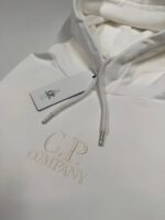 CP Company 061B Brushed & Emerized Diagonal Fleece Hoodie in white / 103 - Image 4