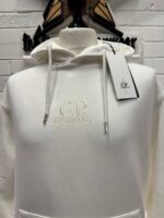 CP Company 061B Brushed & Emerized Diagonal Fleece Hoodie in white / 103 - Image 7