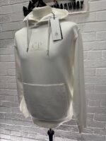 CP Company 061B Brushed & Emerized Diagonal Fleece Hoodie in white / 103 - Image 8