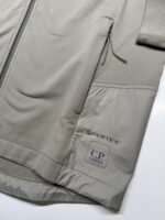 CP COMPANY 002A STRETCH COTTON FLEECE HOODED OPEN SWEATSHIRT PERTEX JACKET IN SILVER SAGE - Image 2