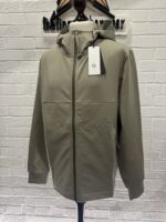 CP COMPANY 002A STRETCH COTTON FLEECE HOODED OPEN SWEATSHIRT PERTEX JACKET IN SILVER SAGE - Image 6