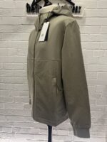 CP COMPANY 002A STRETCH COTTON FLEECE HOODED OPEN SWEATSHIRT PERTEX JACKET IN SILVER SAGE - Image 9