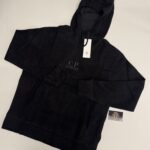 CP COMPANY 292A HOODED SWEATSHIRT IN WOOL POLAR FLEECE- BLACK