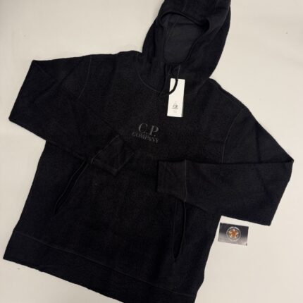 CP COMPANY 292A HOODED SWEATSHIRT IN WOOL POLAR FLEECE- BLACK