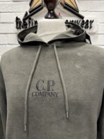 CP Company 262A Brushed & Emerized Diagonal Fleece Hoodie in Green - Image 4