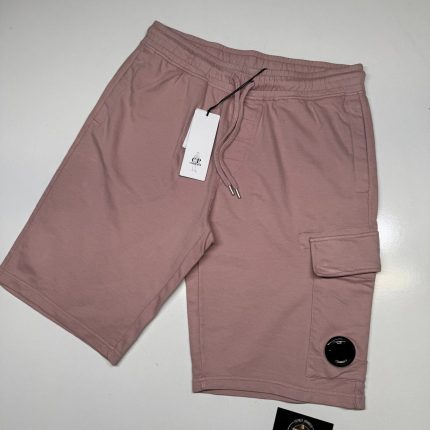 SS25 - CP Company Light Fleece Cargo Lens Shorts - PACIFIC COAST - MISTY ROSE