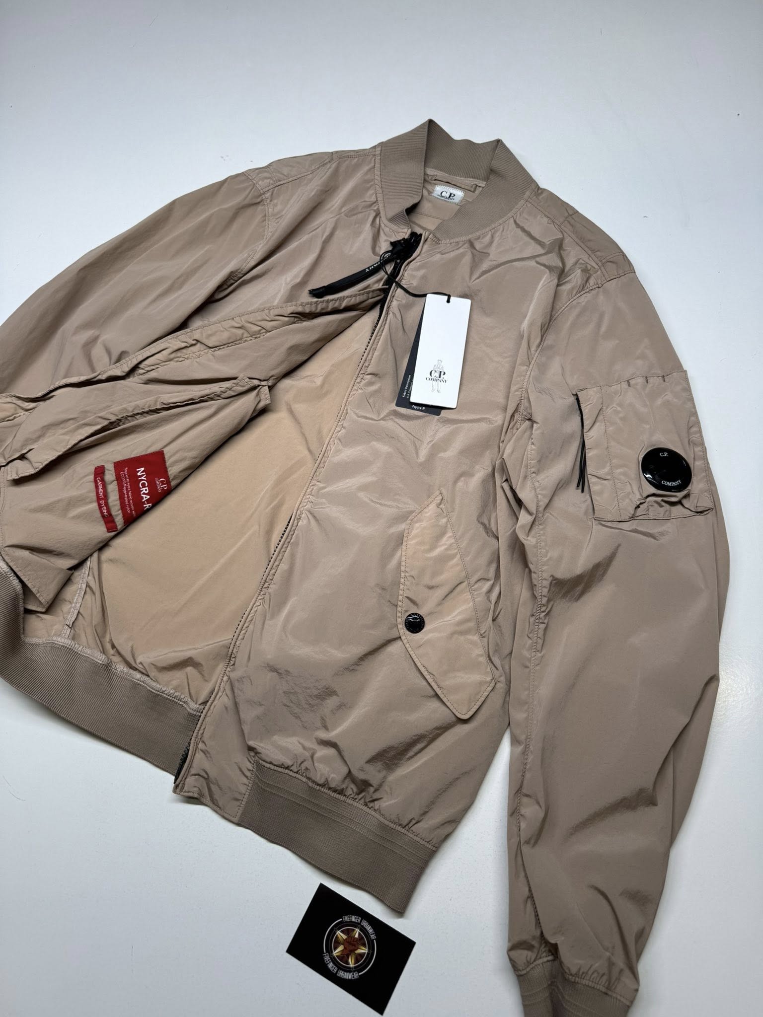 C.P. COMPANY 004A NYCRA-R BOMBER JACKET IN COBBLESTONE -Size 46 