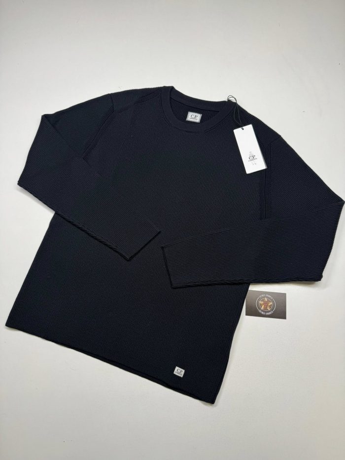 C.P. Company 353A Re-Wool crew neck pull over in Black - Image 1