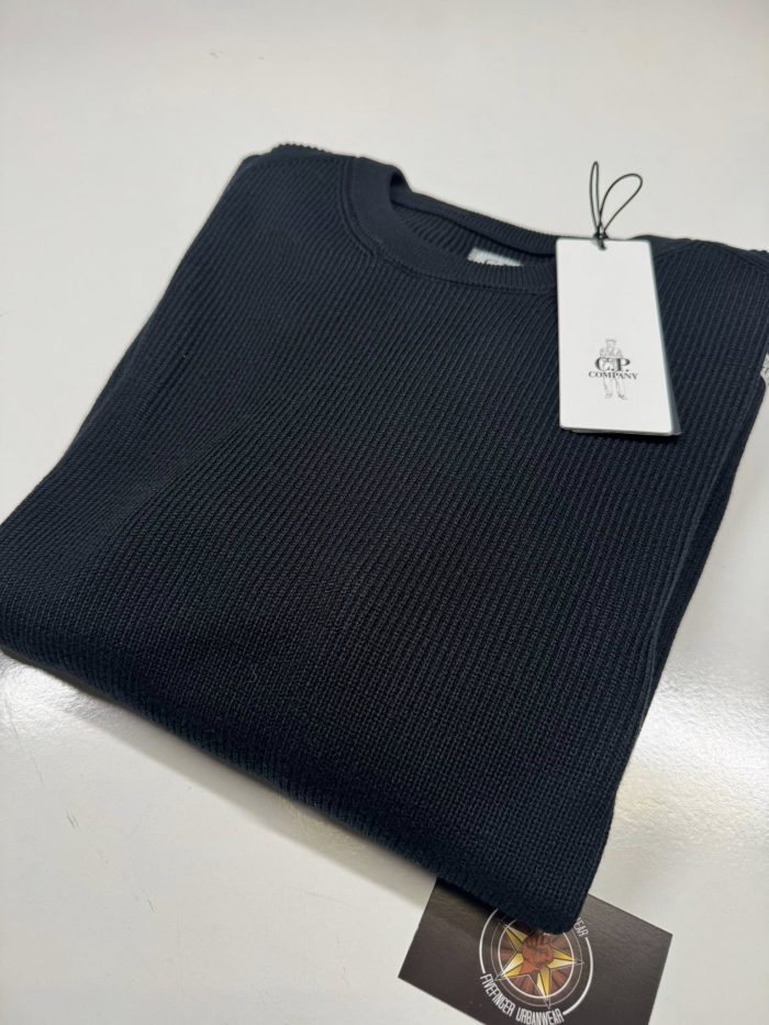 C.P. Company 353A Re-Wool crew neck pull over in Black - Image 3