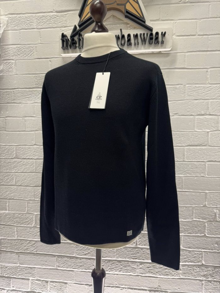 C.P. Company 353A Re-Wool crew neck pull over in Black - Image 6