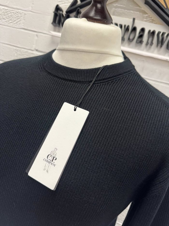 C.P. Company 353A Re-Wool crew neck pull over in Black - Image 7