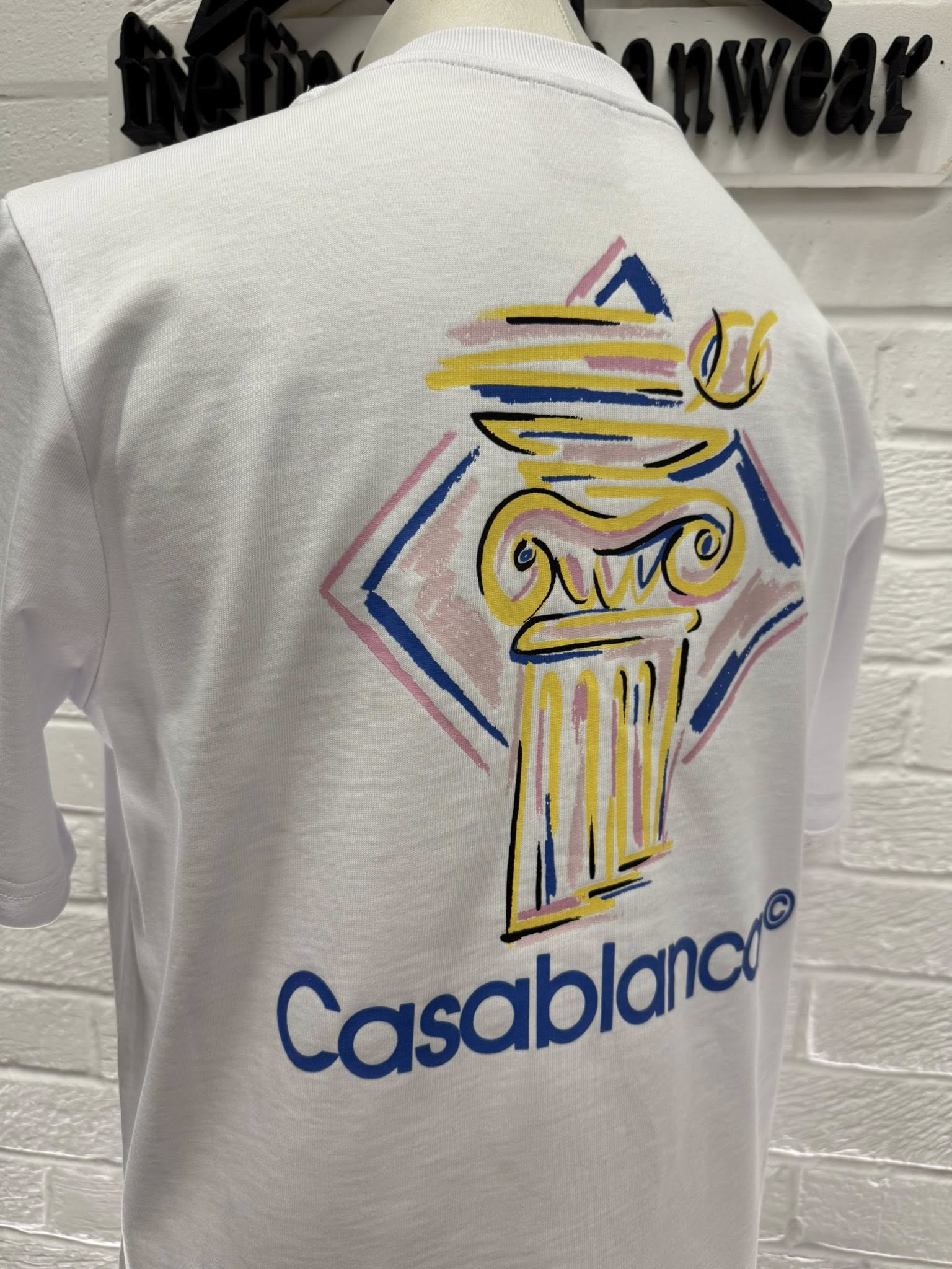 CASABLANCA DIAMOND COLUMN PRINTED T-SHIRT IN WHITE