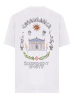 CASABLANCA LE TEMPLE DU SPORT PRINTED T-SHIRT IN WHITE.