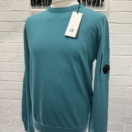 CP company cotton crepe crew knit in Tile blue