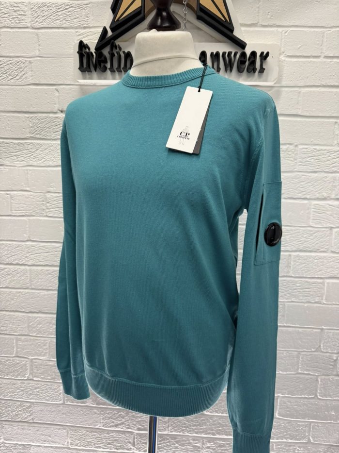 CP company cotton crepe crew knit in Tile blue - Image 1