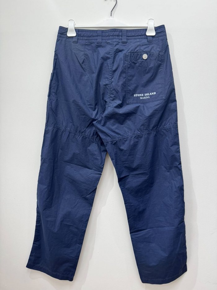 STONE ISLAND 314X3 MARINA PLEATED CANVAS TROUSERS  IN ROYAL BLUE. - Image 3