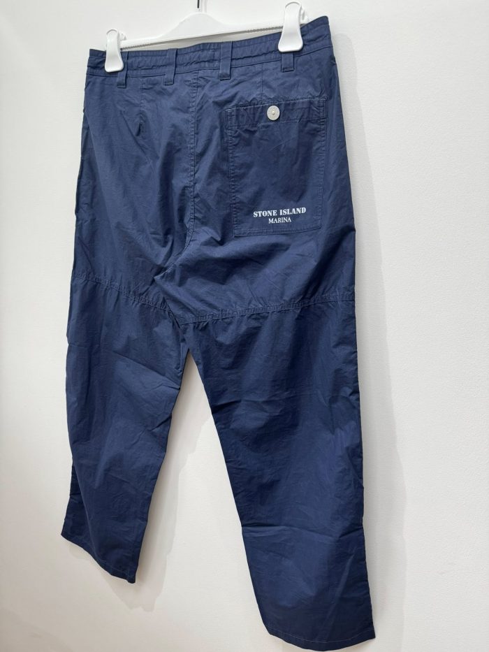 STONE ISLAND 314X3 MARINA PLEATED CANVAS TROUSERS  IN ROYAL BLUE. - Image 4