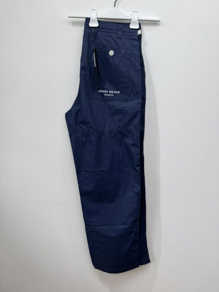 STONE ISLAND 314X3 MARINA PLEATED CANVAS TROUSERS  IN ROYAL BLUE. - Image 5