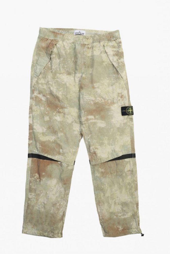 STONE ISLAND 662E1 CARGO PANTS DISSOLVING GRID CAMO ON ECONYL® REGENERATED NYLON ECRU - Image 1