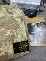 STONE ISLAND 662E1 CARGO PANTS DISSOLVING GRID CAMO ON ECONYL® REGENERATED NYLON ECRU - Image 3