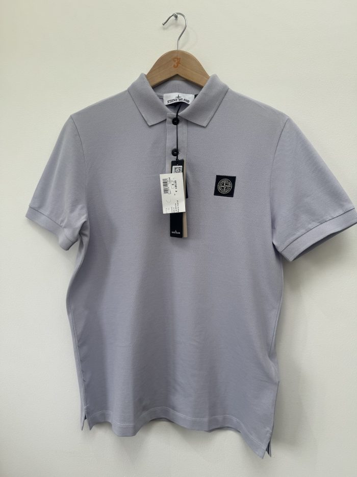 STONE ISLAND 22002SC ORGANIC COTTON ELASTANE PIQUE TIPPED POLO SHIRT IN LAVENDER  - Small / P2P 20” - Image 5