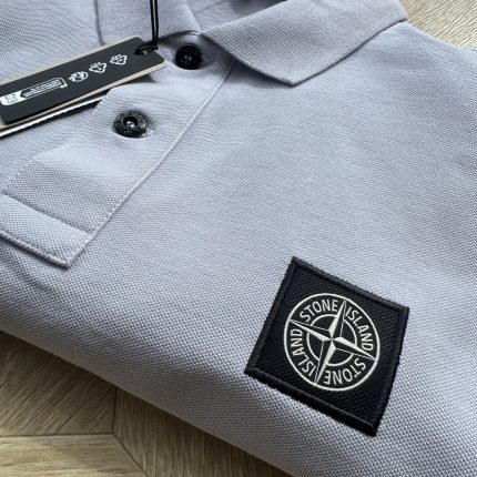 STONE ISLAND 22002SC ORGANIC COTTON ELASTANE PIQUE TIPPED POLO SHIRT IN LAVENDER  - Small / P2P 20”