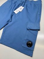 SS25 - CP Company Light Fleece Cargo Lens Shorts - Light Blue - Image 2