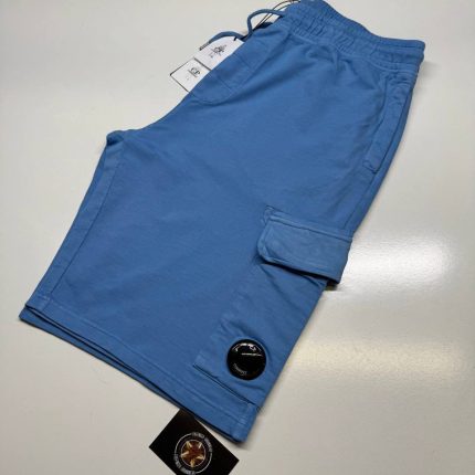 SS25 - CP Company Light Fleece Cargo Lens Shorts - Light Blue
