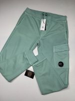 CP Company Brushed & Emerized Diagonal Fleece Track Pants in Green - Image 5