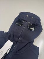 CP Company Diagonal Raised Fleece goggle Hood Open Zipped Sweatshirt in Navy -    XXL / 25” p2p