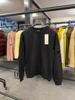 CP Company 032A Light Fleece Crewneck Lens Sweatshirt in Black. - Image 3