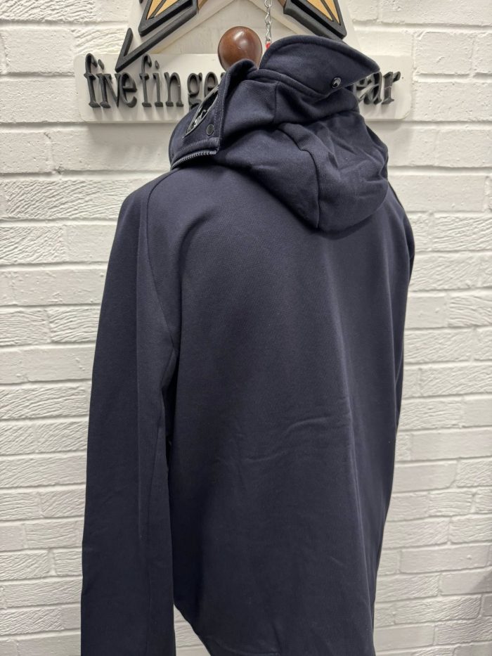 CP Company Diagonal Raised Fleece goggle Hood Open Zipped Sweatshirt in Navy -    XXL / 25” p2p - Image 4