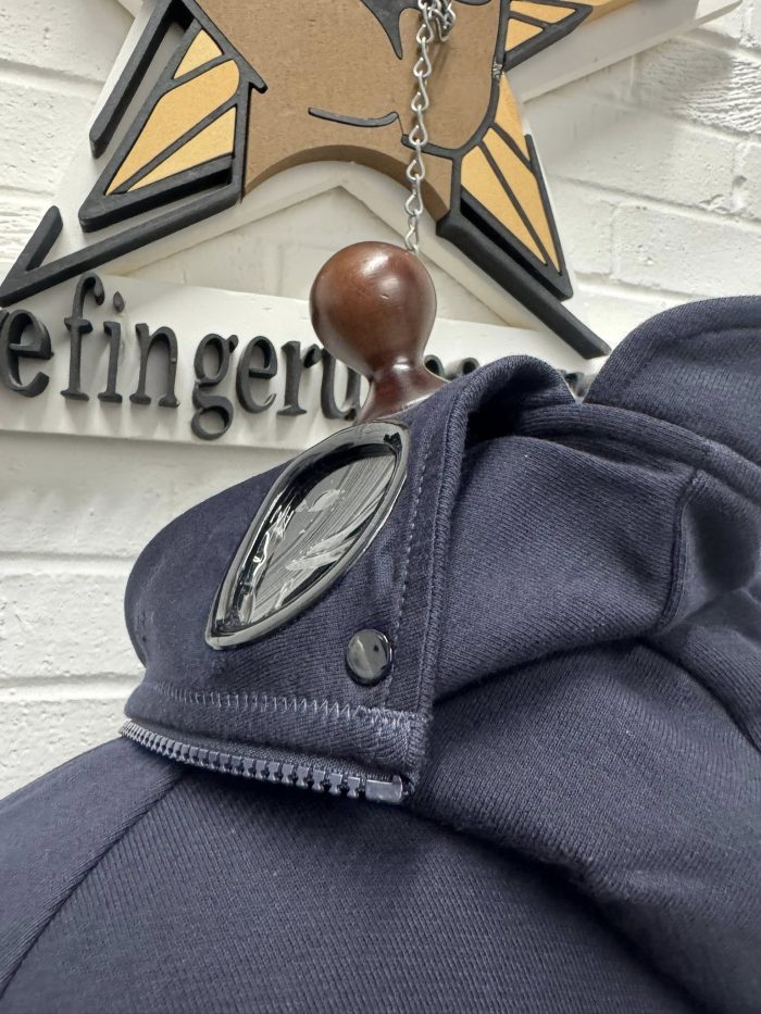 CP Company Diagonal Raised Fleece goggle Hood Open Zipped Sweatshirt in Navy -    XXL / 25” p2p - Image 7