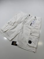 CP COMPANY COTTON GABARDINE CARGO SHORTS IN WHITE - Image 3