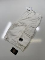 CP COMPANY COTTON GABARDINE CARGO SHORTS IN WHITE - Image 6