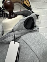 CP Company Diagonal Raised Fleece goggle Hood Open Zipped Sweatshirt in Grey - Image 5