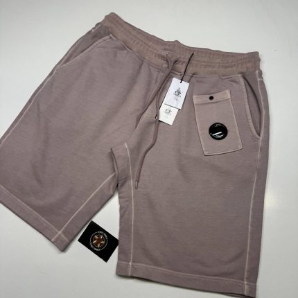 CP Company resist dyed Bermuda shorts in brushed emerized diagonal fleece - Dusky Rose - XXL / w38”
