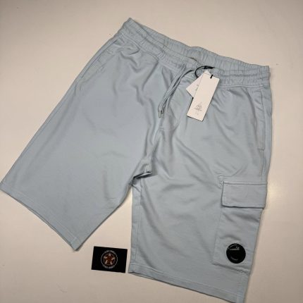 CP Company Light Fleece Bermuda Shorts in Sky Blue       XXXL. / w40”
