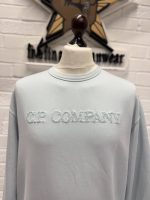 CP Company garment dyed cotton fleece sweatshirt with embroidered terry logo in sky blue  -  Medium / P2P 22.5”